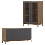 Cristaleira 2p Vidro Balcao Buffet 4p Tauari Concret Milani Store