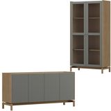 Cristaleira 2p Vidro Balcao Buffet 4p 1g Oak Ferrolack Milani Store