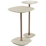 Conjunto 2 Mesa Lateral Florença Off White Em Metal Cobre