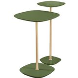 Conjunto 2 Mesa Lateral Florença Verde Em Metal Ouro