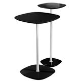 Conjunto 2 Mesa Lateral Florença Preto Em Metal Cromado