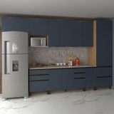 Cozinha Completa Bartira Cristal Tempero Com 9 Portas, 10 Gavetas, 10 Prateleiras, 1 Nicho Para Micro-ondas