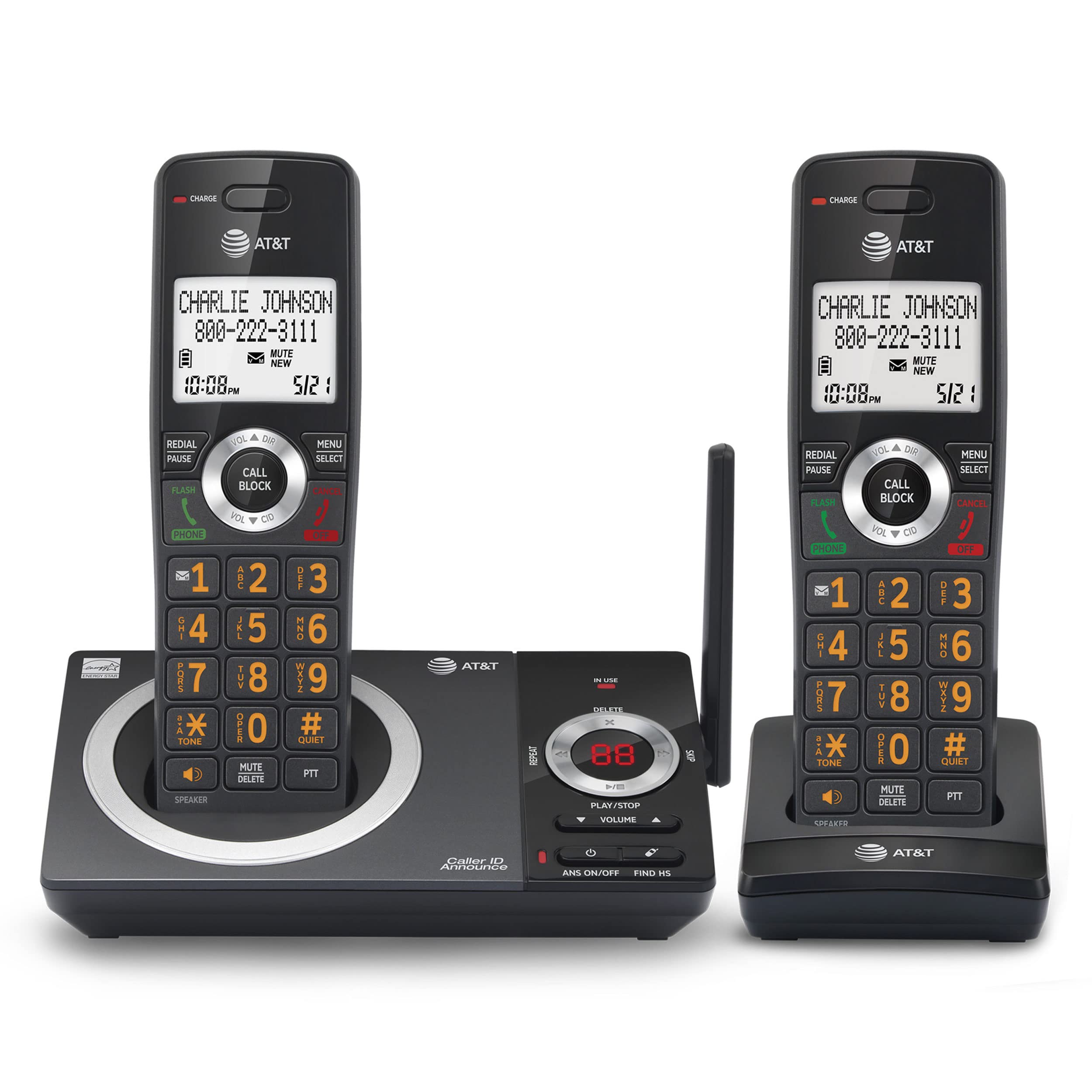 Telefone Sem Fio At&amp;t Cl82219 Dect 6.0 Com 2 Aparelhos Com Secretária Eletrônica