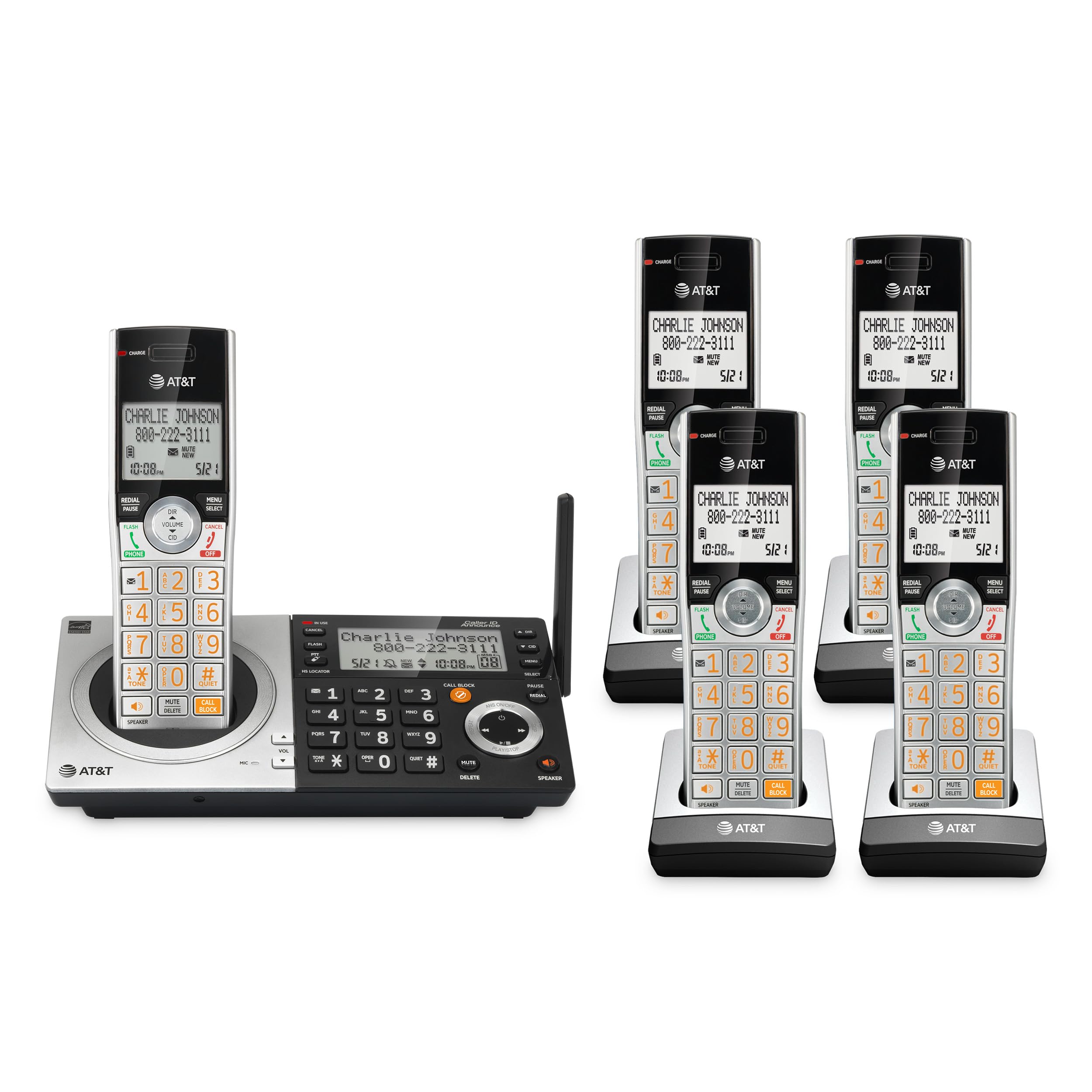 Telefone Sem Fio At&amp;t Cl83507 Dect 6.0 Com 5 Aparelhos Com Atendimento