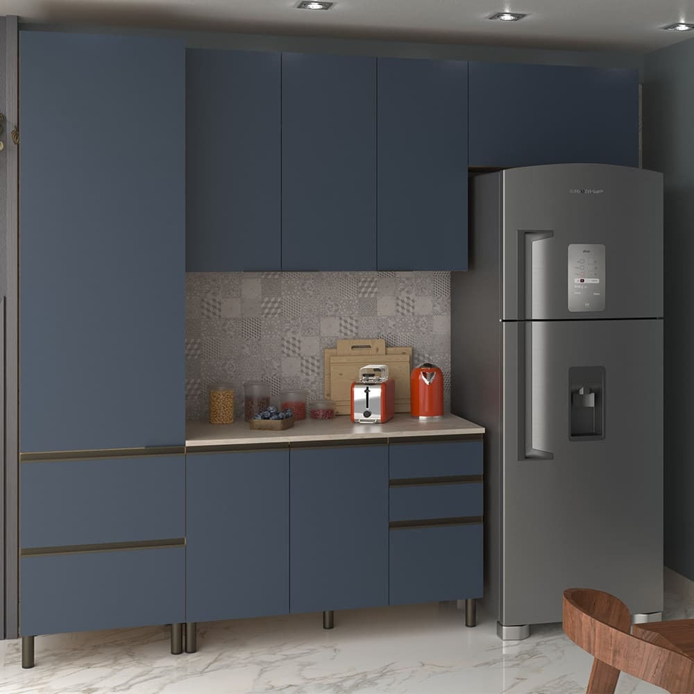 Cozinha Completa Bartira Cristal Com 6 Portas, 5 Gavetas E 7 Prateleiras