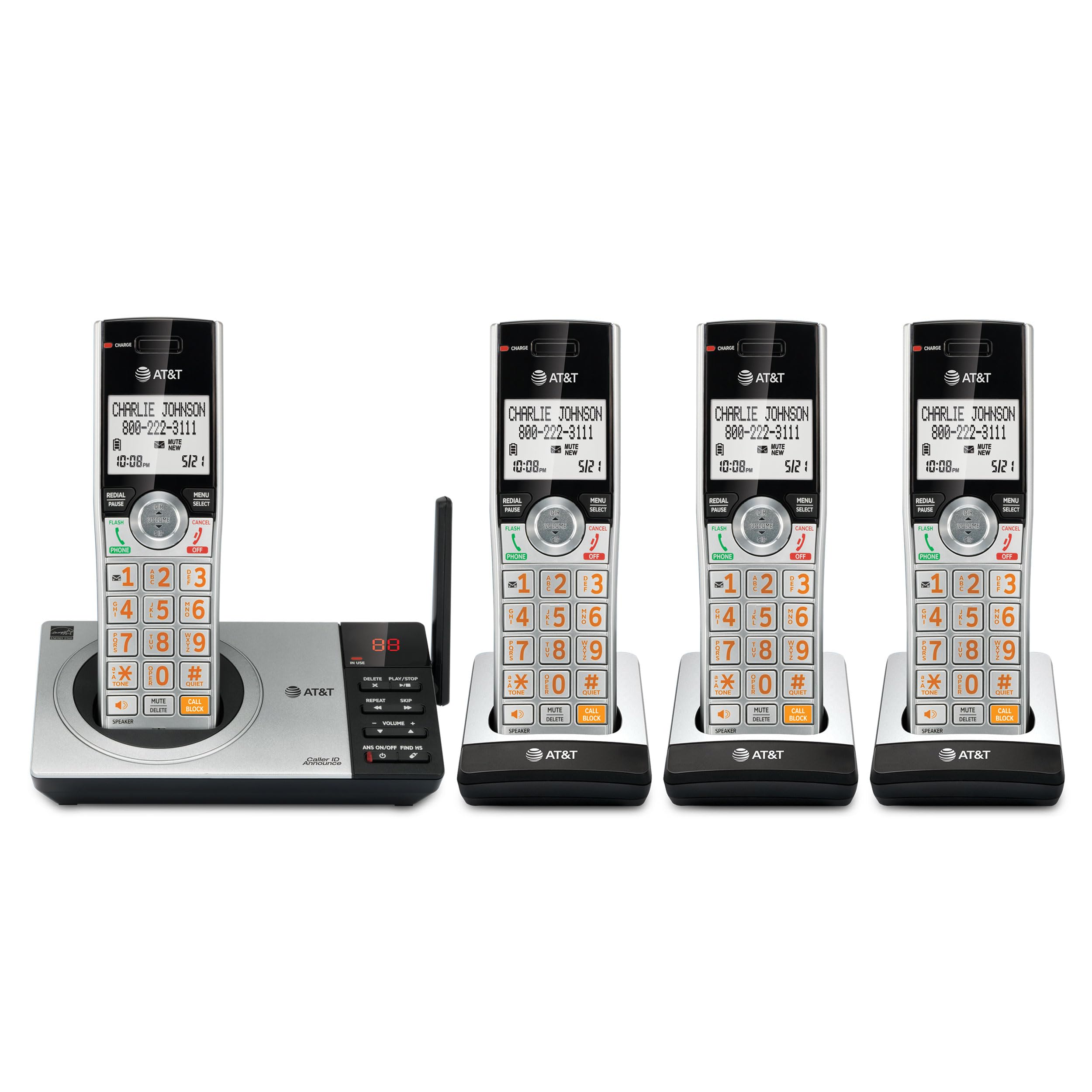 Telefone Sem Fio At&amp;t Cl82407 Dect 6.0 4 Aparelhos Com Secretária Eletrônica