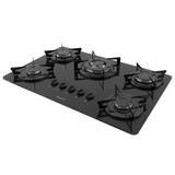 Fogão Cooktop 5 Bocas Tripla Chama Mesa Em Vidro Preto Fogatti Esmaltado 27000501-02 Bivolt