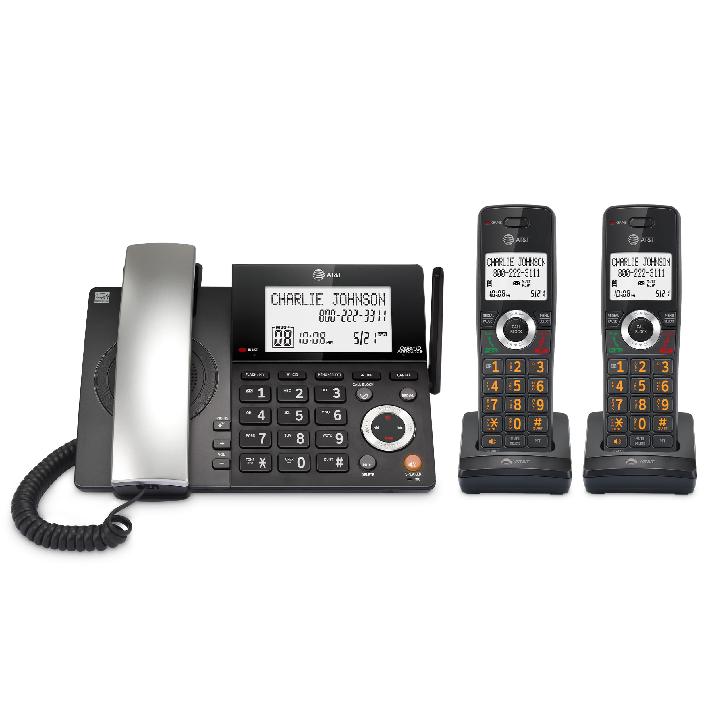 Telefone Residencial At&amp;t Dect 6.0 Com Fio/sem Fio Com 2 Aparelhos Cl84218