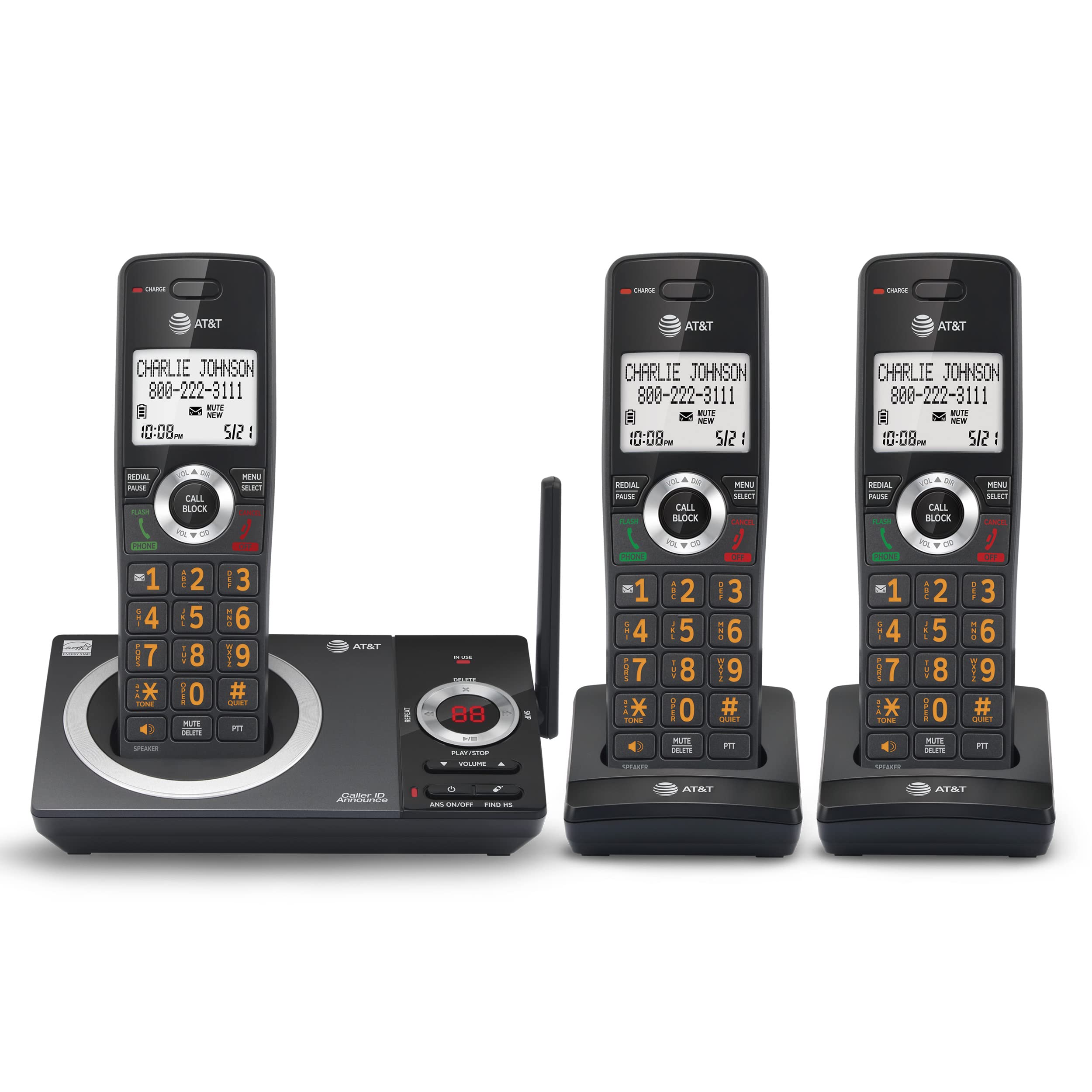 Telefone Sem Fio At&amp;t Cl82319 Dect 6.0 3 Aparelhos Com Secretária Eletrônica