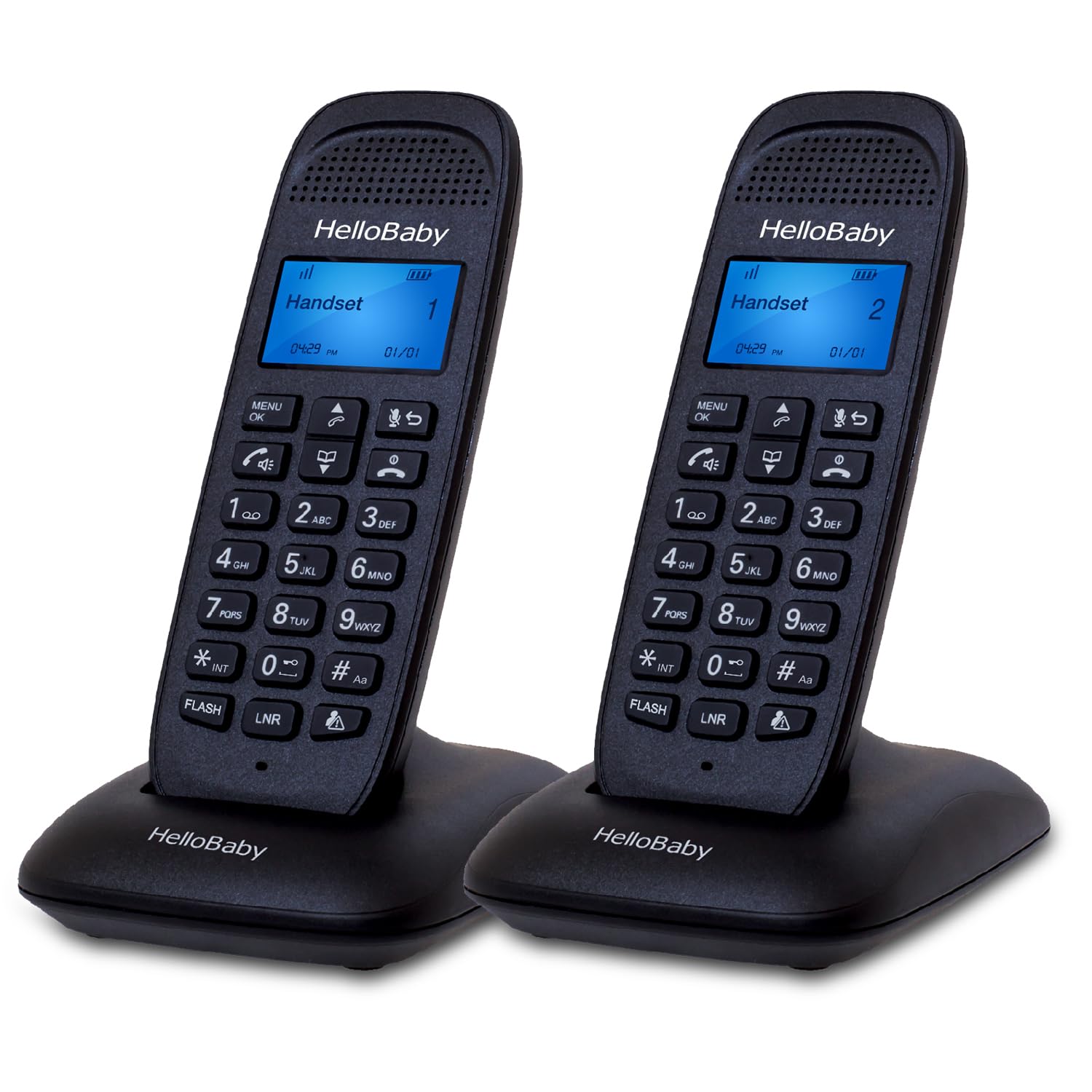 Telefone Sem Fio Hellobaby Dect 6.0 Com 2 Aparelhos De Alcance De 1000 Pés