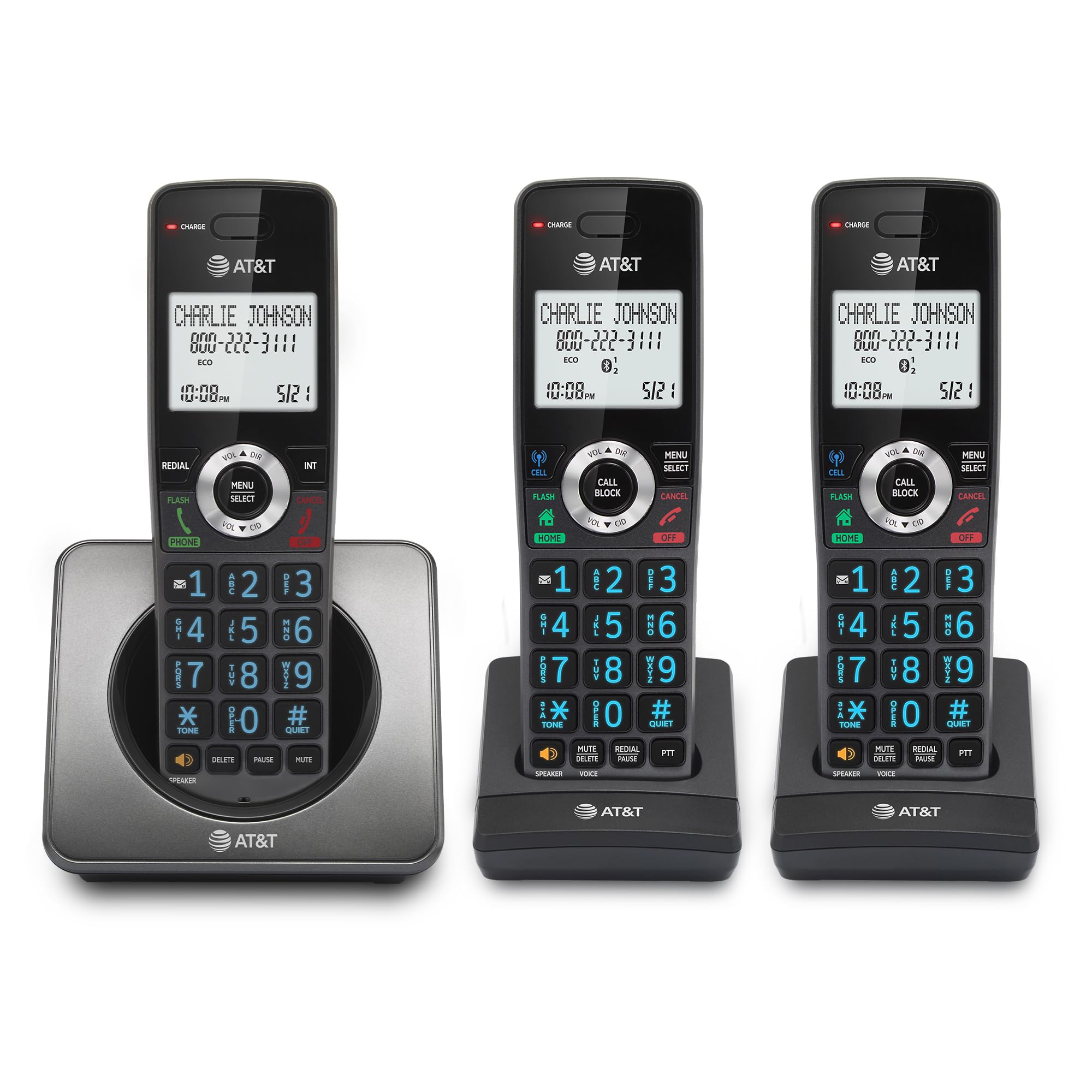 Telefone Residencial Sem Fio At&amp;t Gl2101-3 Dect 6.0 Com 3 Aparelhos