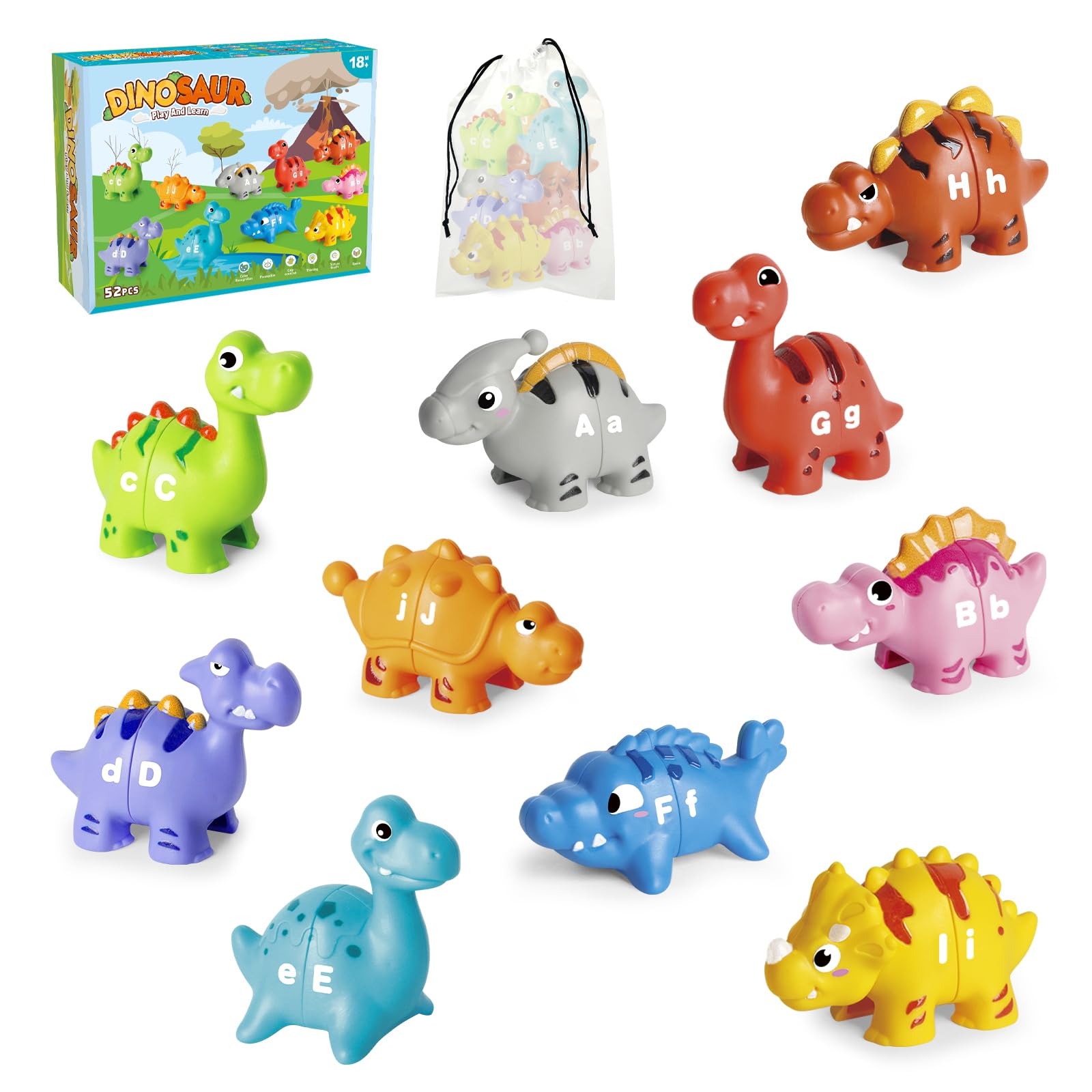 Brinquedos Didáticos Dinosaur Alphabet Jetbotell 52 Unidades De 2 A 4 Anos