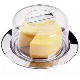 Queijeira Porta Queijo Inox Grande Para Mesa Com Tampa 22cm