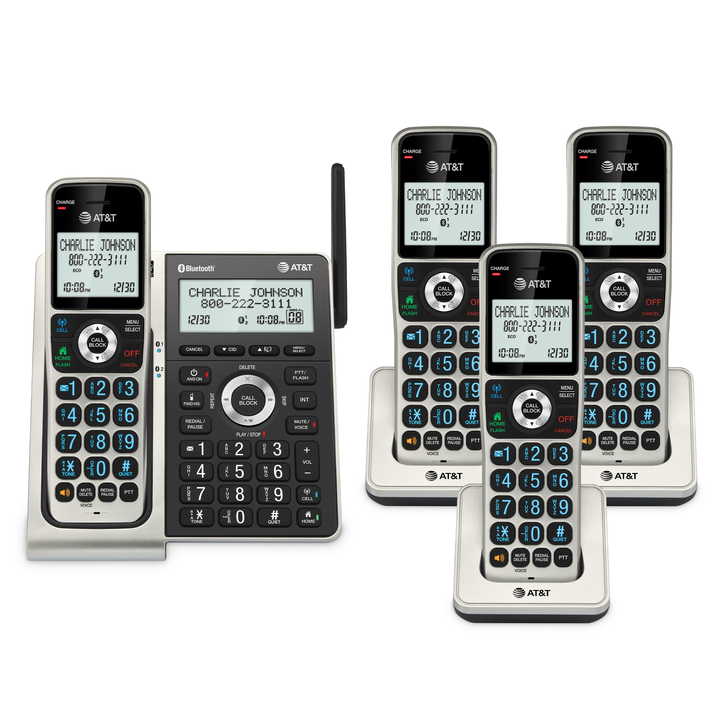 Telefone Residencial Sem Fio At&amp;t Bl3107-4 Dect 6.0 Com Bluetooth