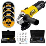 Esmerilhadeira Angular 4.1/2 + Kit Soquetes 41pçs + 40 Peças