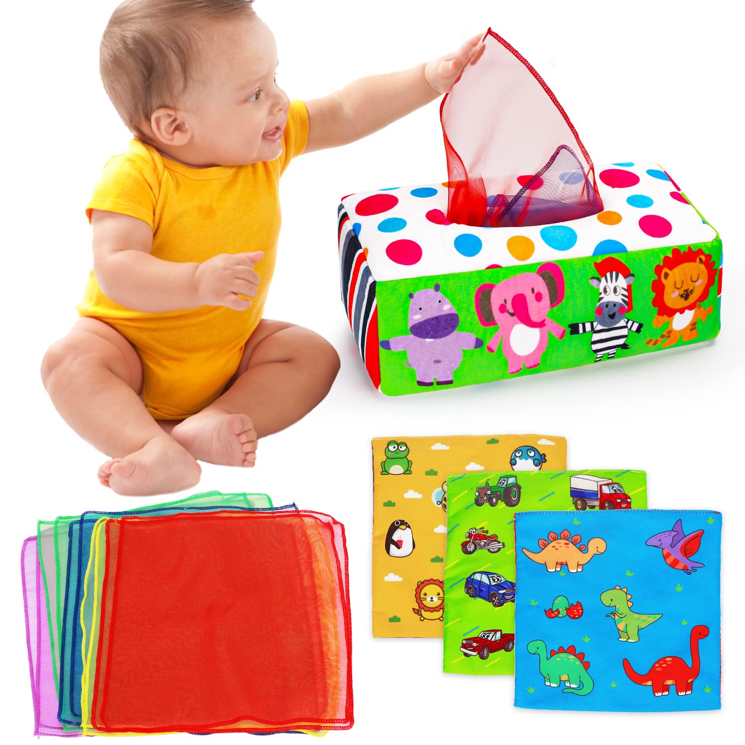 Toy Tissue Box Thremhoo Montessori Para Bebês De 6 A 12 Meses
