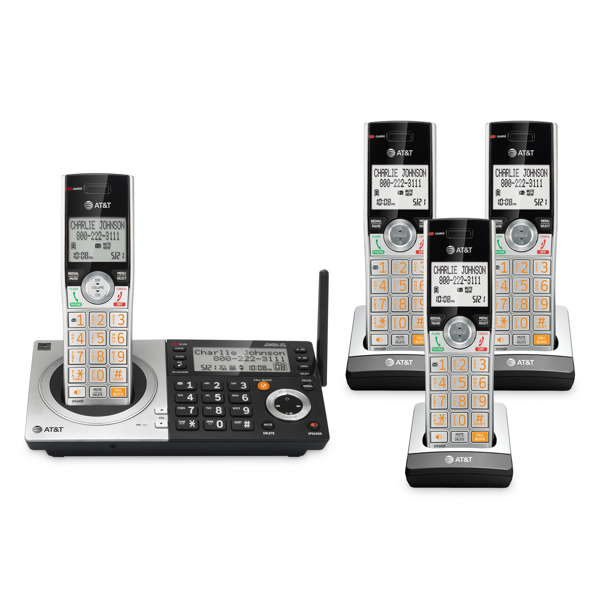 Telefone Sem Fio At&amp;t Cl83407 Dect 6.0 4 Aparelhos Com Secretária Eletrônica