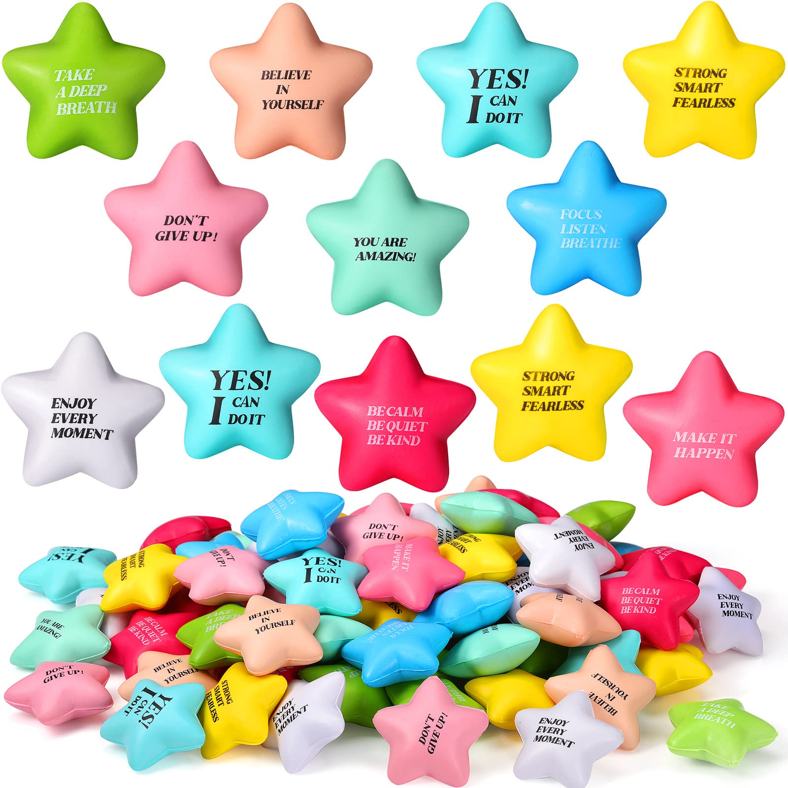 Stress Balls Sotiff Star, Pacote Com 100 Citações Motivacionais Para Crianças