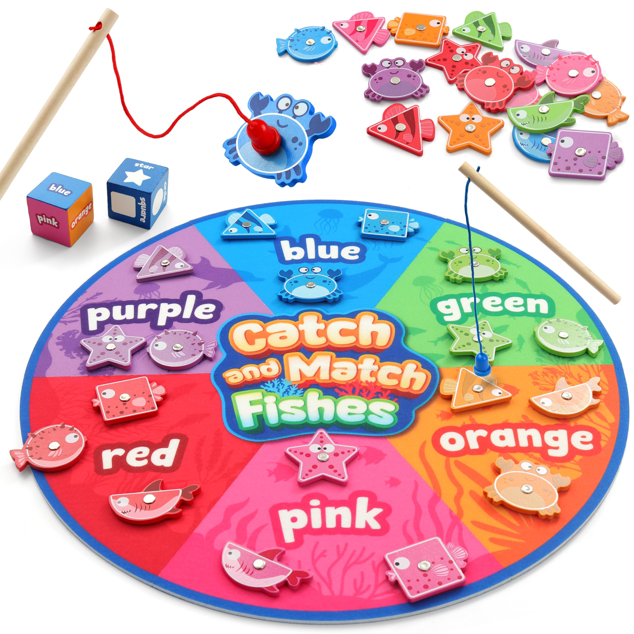 Jogo De Pesca Magnética Montessori Toy Coogam Com Cor E Forma