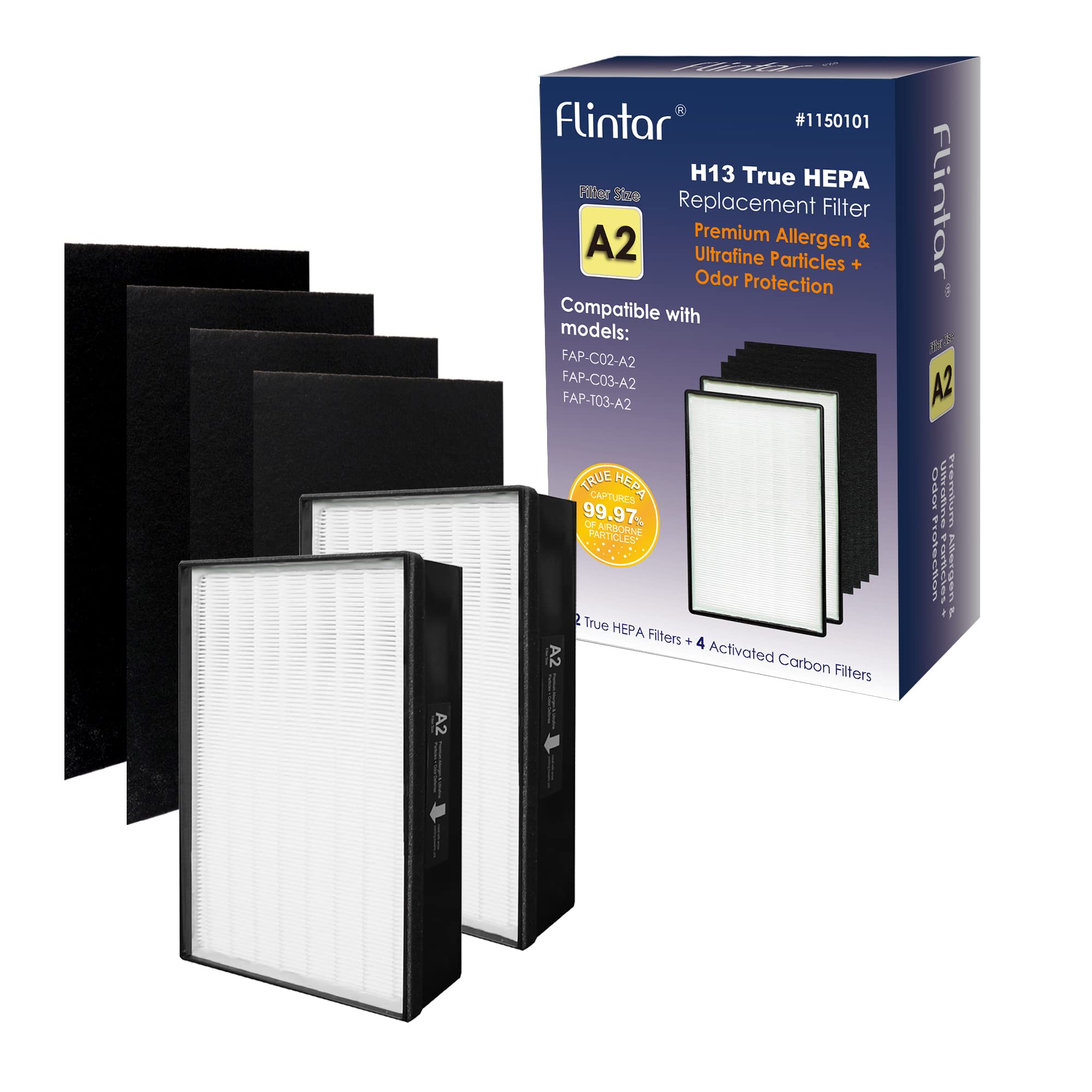 Filtro Purificador De Ar Flintar Tipo A2 True Hepa, Pacote Com 2