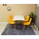 Conjunto de Mesa Dobrável Branca + 4 Cadeiras Amarela