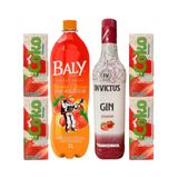 Gin Invictus Strawberry 900ml + Energético Baly 2l + 4 Coko