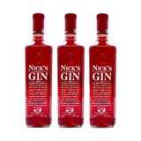 Kit Gin Nick&#39;s Red 1000ml - Frutas Vermelhas 3 Unidades