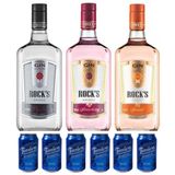 Gin Rock&#39;s Strawberry, Seco E Sunset 1l + 6 Água Tônica