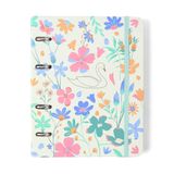 Caderno Criativo Argolado Office Duo Lagoa Pautado &amp; Pontado A5 Cisne Floral Off White Cicero