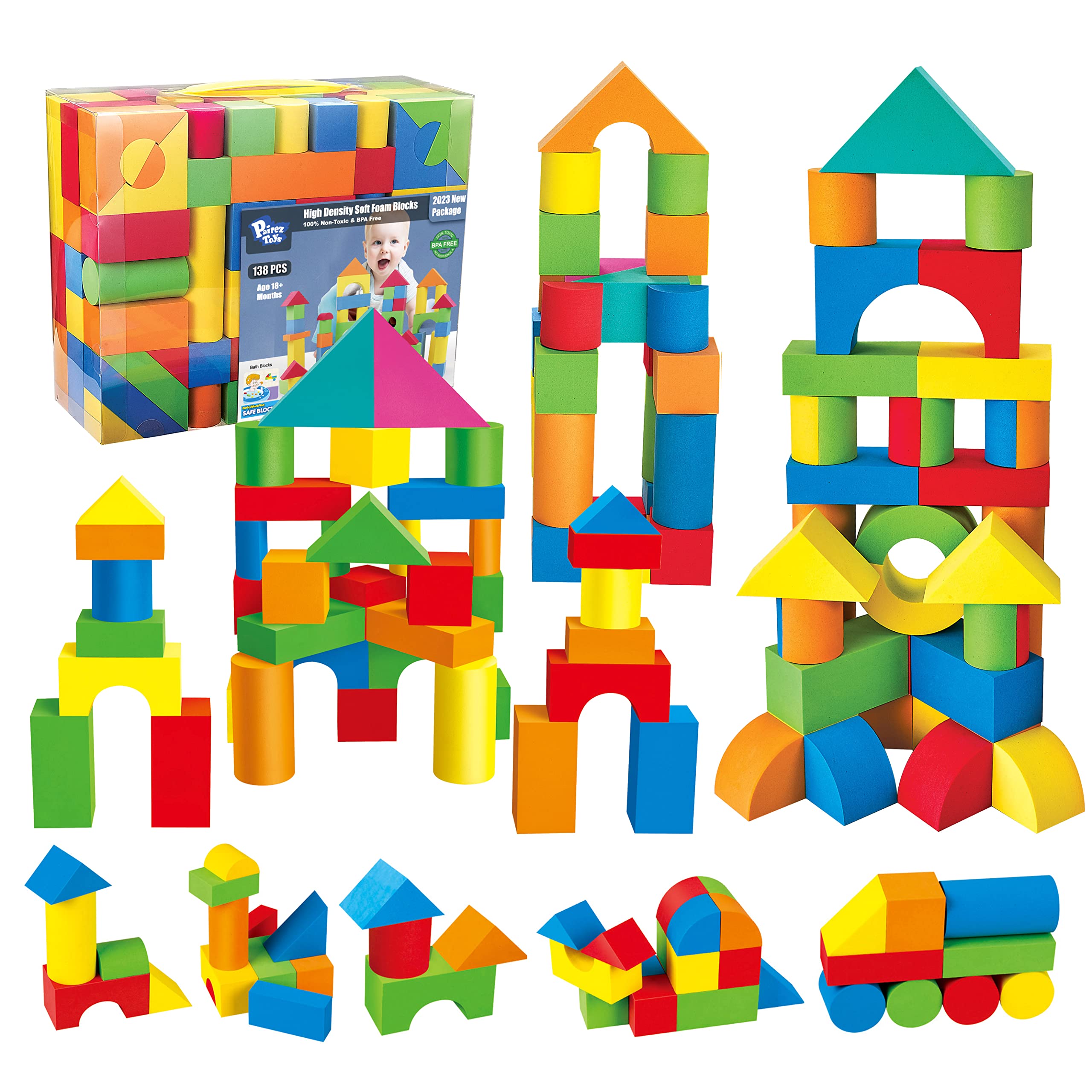 Foam Blocks Pairez Toys Para Crianças Pequenas 138 Peças De 18 Meses Ou Mais