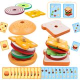 Hambúrguer De Madeira Montessori Stacking Toy Pajojoqa Por 2-3 Anos