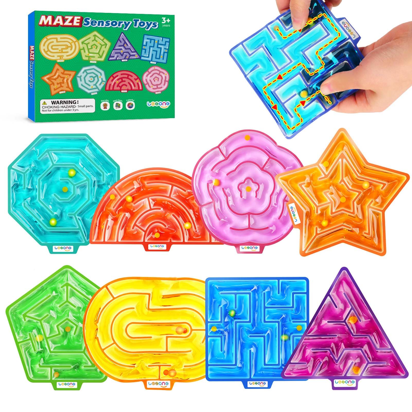 Brinquedos Sensoriais Fidget Lesong, Pacote Com 8 Unidades, Cheios De Gel, Maze Squeeze Kids