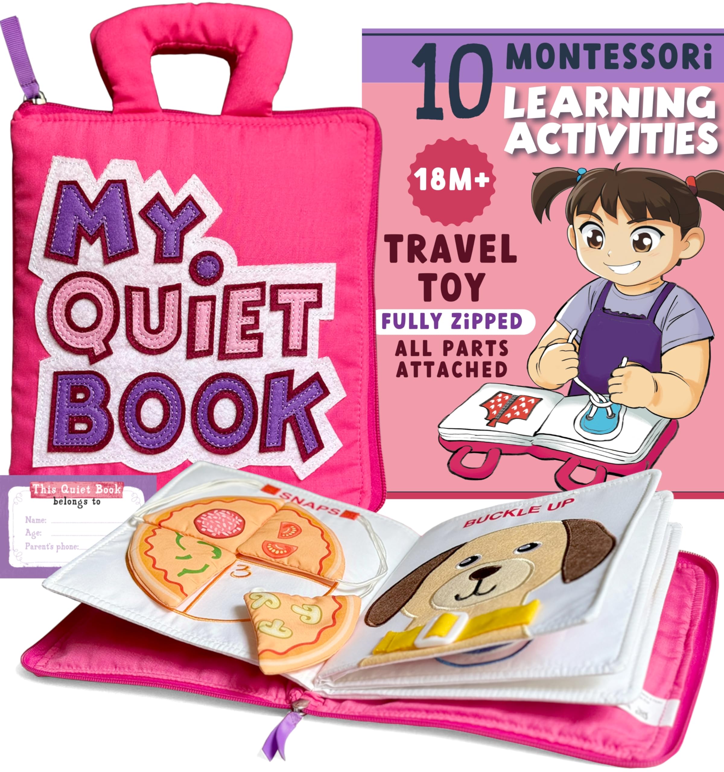Quiet Book Tavva Toddler Travel Essential Para Meninas De 1 A 3 Anos