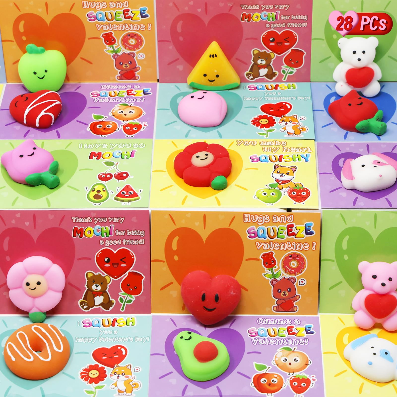 Cartões-presente De Dia Dos Namorados Com Kawaii Mochi Squishy Para Crianças