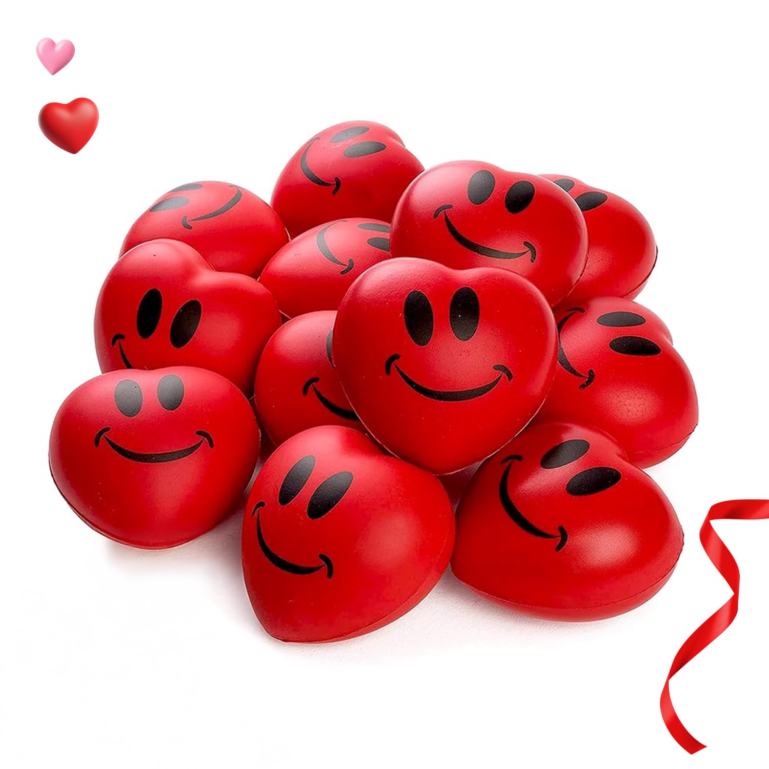 Stress Balls Neliblu Heart Shape Red Hearts 3 Smile Face