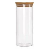 Pote De Vidro Reforçado Tampa Bambu Fechamento Hermético Com Anel Silicone Capacidade De 1500 Ml