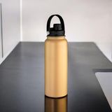 Garrafa Parede Dupla Com Alça 16 Horas Resistência Térmica Capacidade 1,1 Litro Em Aço Inox Laranja