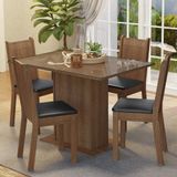 Conjunto Sala De Jantar Mesa Tampo De Vidro 4 Cadeiras Rustic/preto Camélia Madesa