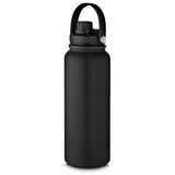 Garrafa Parede Dupla Com Alça 16 Horas Resistência Térmica Capacidade 1,1 Litro Em Aço Inox Preta