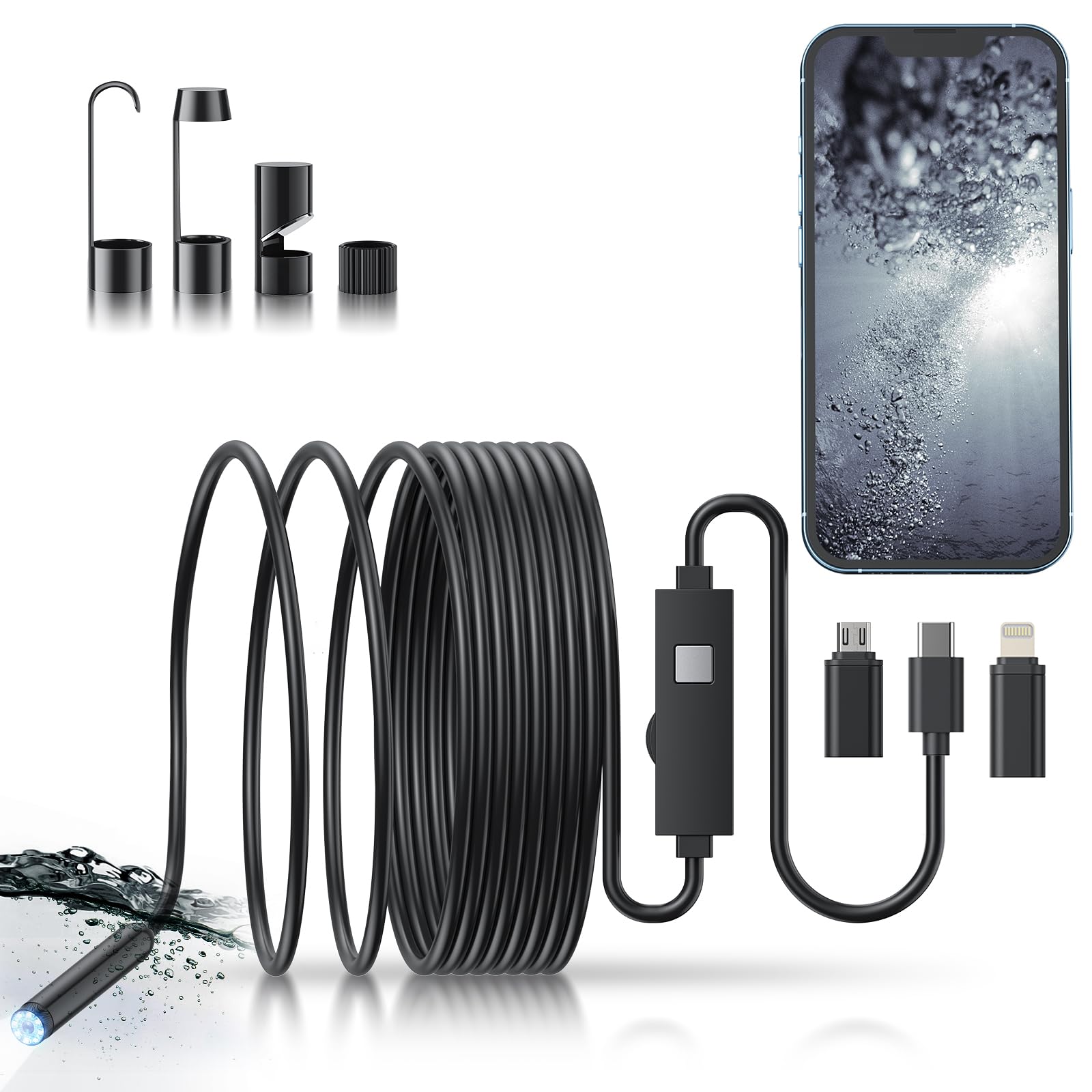 Câmera Para Endoscópio Mugeasy 1920p Hd Bore Scope Boroscope Boroscope