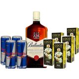 Combo Whisky Ballantine&#39;s 1l + 4 Red Bull + 5 Agua De Coco