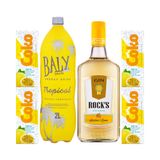 Gin Rock&#39;s Limão Siciliano 1l + Energético Baly 2l + 4 Coko