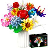 Conjunto De Construção De Buquê De Flores Emannon 1064 Pcs Bricks Blocks