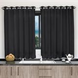 Cortina De Cozinha 3,00x1,20 Falso Blackout Preto Corta Luz