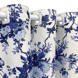 Cortina Branca Piquet Floral 2,80x2,30 Porta Balcão