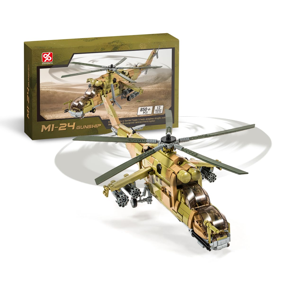 Conjunto De Tijolos De Construção Dahonpa Mi-24s Helicopter 850 Peças