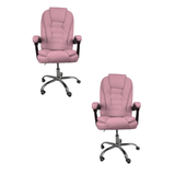 Cadeira De Escritório Presidente Soft Reclinável Ergonômica - Rosa - 2