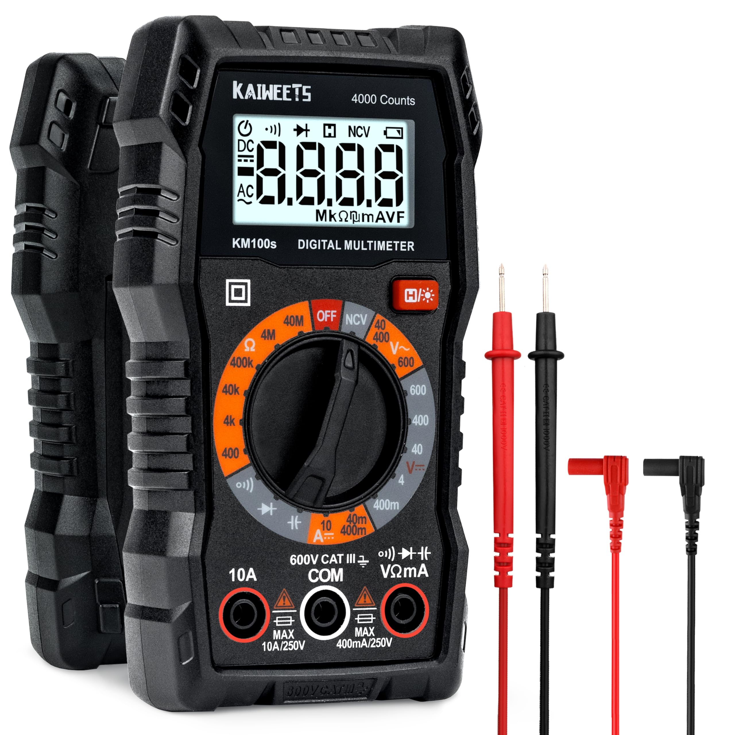 Multímetro Digital Kaiweets Km100s 4000 Contagens De Tensão Dc/ac