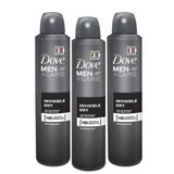 Desodorante Dove Men Aerosol Invisible Dry 48h 254ml, Pacote Com 3