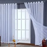 Cortina Transparente Voil Xadrez Branco 4,00x2,50 Sala